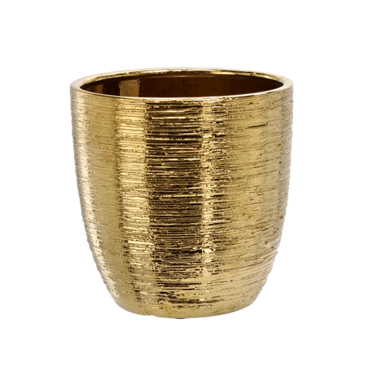 Ceramiczna osłonka na doniczkę 25 × 25 × 25 cm złota