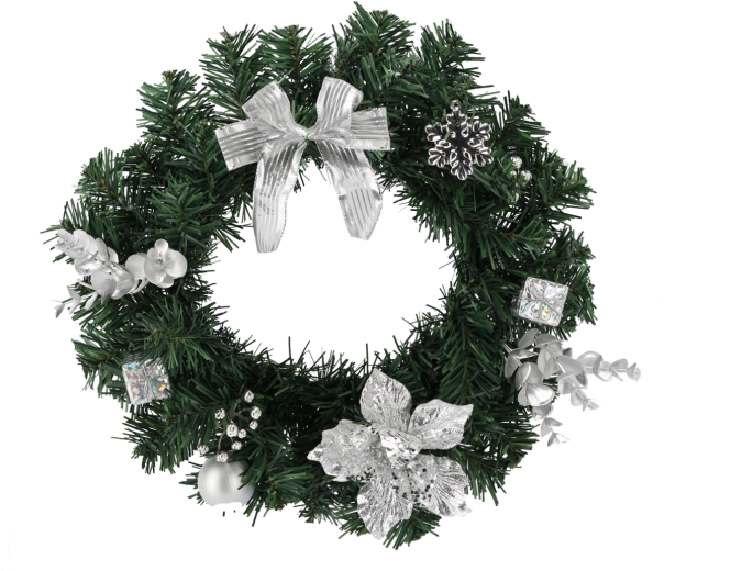Srebrny wieniec bożonarodzeniowy 30 cm