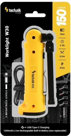 Technik W30 ładowalna lampa robocza COB LED 150 lm z czerwonym światłem
