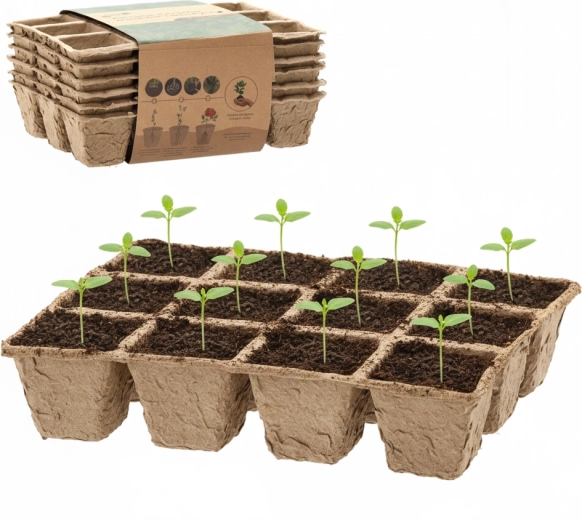 Zestaw 6 biodegradowalnych paletek uprawowych 21 × 17 × 4,5 cm