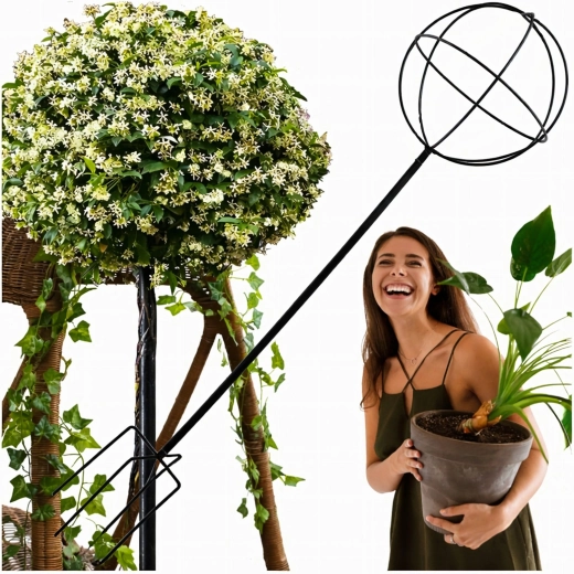 Metalowa ogrodowa podpora dla pnących roślin 50 × 10 cm – czarna