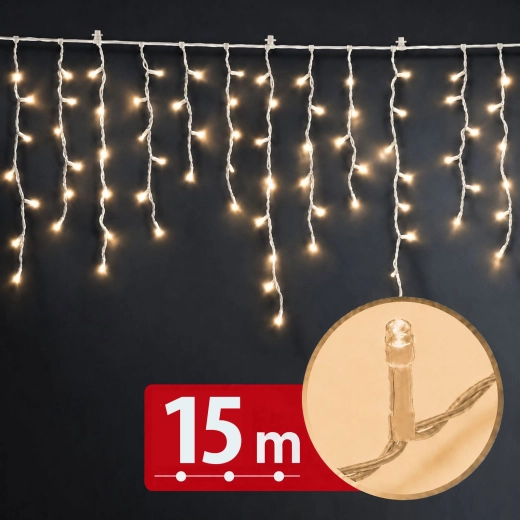 Kurtyna świetlna LED 15 m z 600 diodami LED, ciepła biel