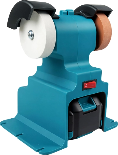 Akumulatorowa stołowa szlifierka z podwójną tarczą, 2× baterie