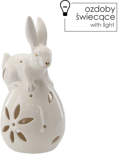 Wielkanocny ceramiczny zajączek na jajku z LED