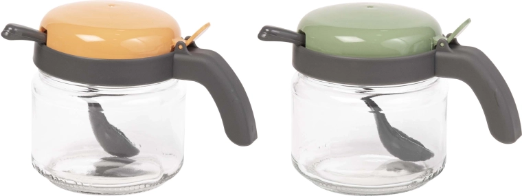 Pojemnik na przyprawy z łyżeczką 300 ml – szkło i plastik