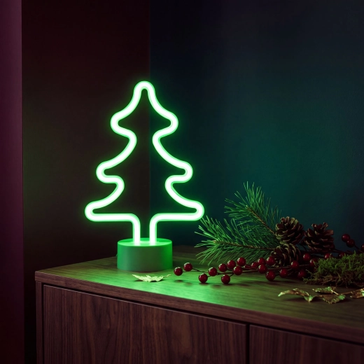 Neonowa lampa LED w kształcie choinki bożonarodzeniowej