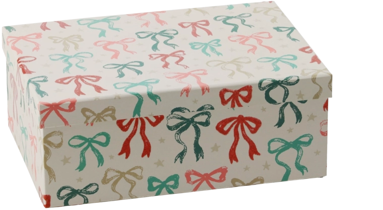 Świąteczne pudełko prezentowe z kokardą 25 × 18 × 9,5 cm - 1 sztuka