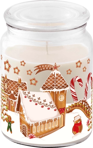 Świeca zapachowa w szkle z pokrywką Piernikowa wioska 510 g