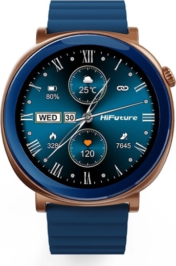 Inteligentny zegarek Aurora z wyświetlaczem AMOLED i połączeniami AI – niebieski