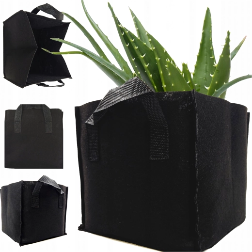 Tekstylny worek uprawowy z tkaniny z uchwytami 26,5 l, czarny