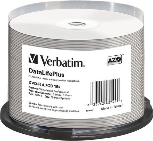 Verbatim DataLifePlus DVD-R 4,7 GB 16x z powierzchnią do nadruku - 50 szt.