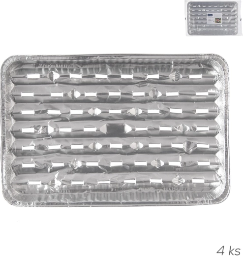 Aluminiowe tacki do grillowania 34,5 × 23 cm, 4 szt.