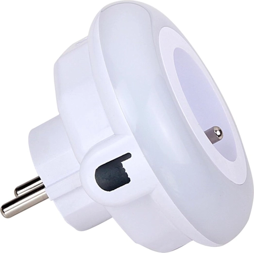 LED-owa lampka nocna do gniazdka z gniazdem przelotowym RETLUX