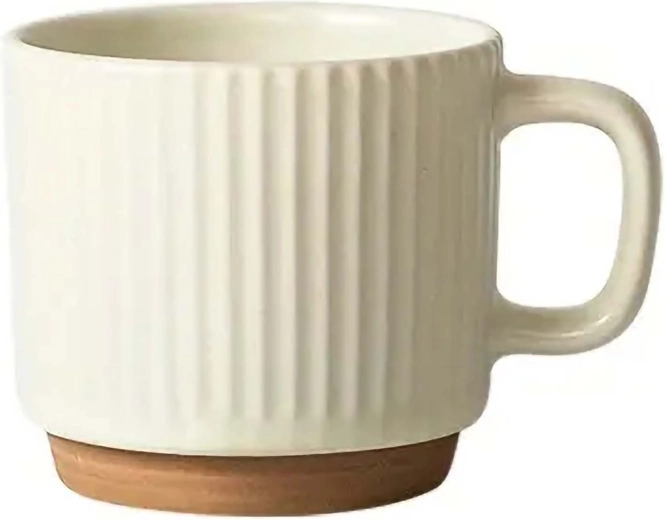 Ceramiczny żebrowany kubek 180 ml w kolorze kremowej bieli