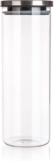 Szklany okrągły pojemnik FREIA 1,8 l z pokrywką ze stali nierdzewnej