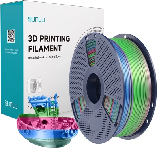 Sunlu PLA+ silkowy tęczowy filament do druku 3D 1,75 mm 1 kg