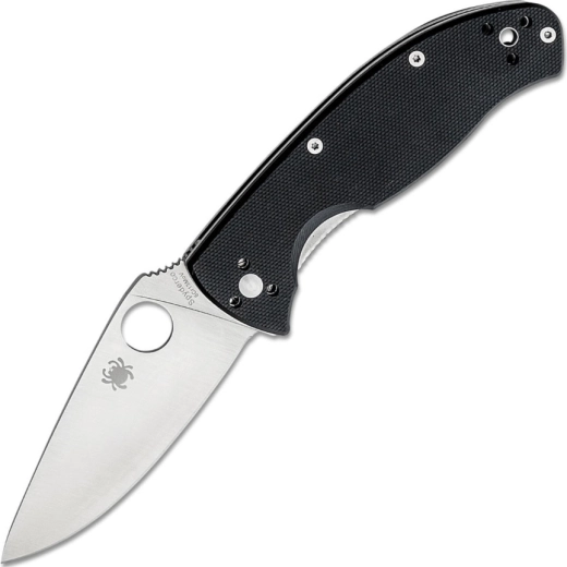 Spyderco Tenacious nóż składany EDC, gładkie ostrze, satyna, czarne G10