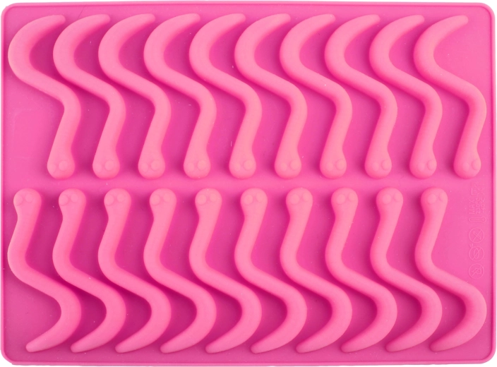 Silikonowa forma na robaki z pipetą, różowa (20 szt.)