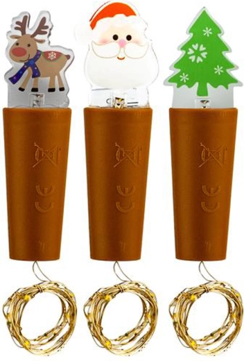 Dekoracyjny korek z łańcuchem LED do butelki, 9 LED, ciepła biel