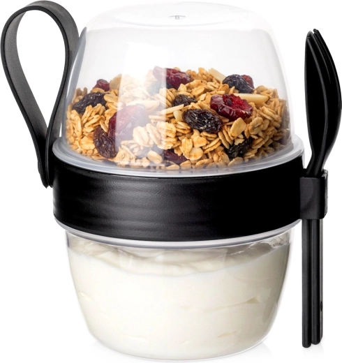 Vilde dwukomorowy kubek na jogurt z łyżką i widelcem 600 ml