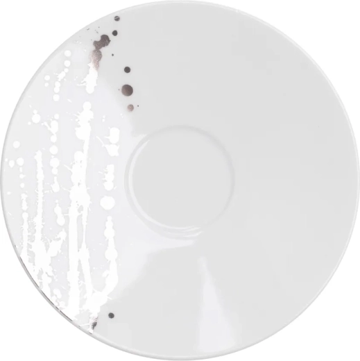 Splendor biały talerzyk (spodek) 16 cm z platynowym dekorem
