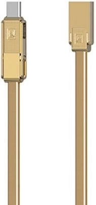 Złoty kabel 3w1 do ładowania i transmisji danych REMAX (USB‑C, Micro‑USB, Lightning) 1 m