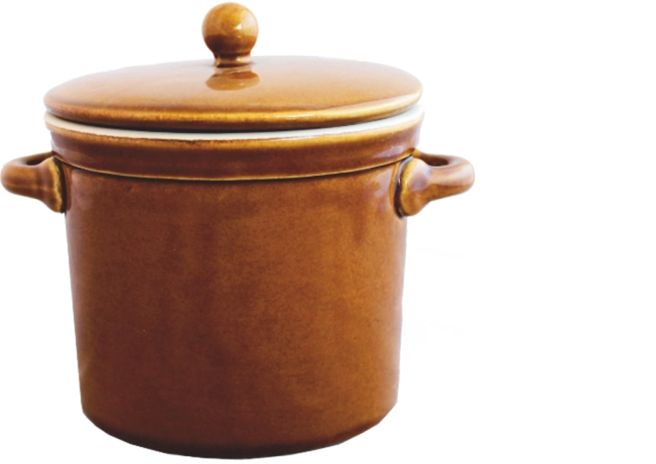 Ceramiczny garnek 1 l z pokrywką, miodowy