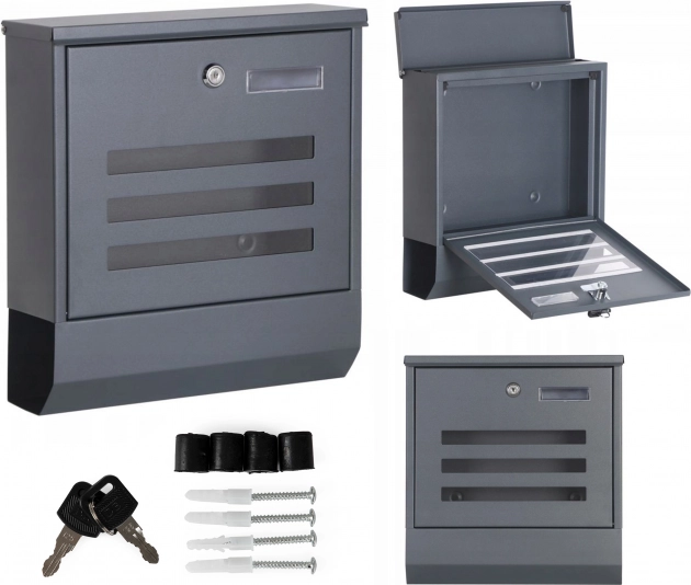 Skrzynka pocztowa z tubusem na gazety ModernHome, stal ocynkowana, antracyt