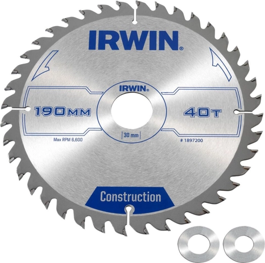 Tarcza pilarska IRWIN 190 mm, 40 zębów, cienkie cięcie do drewna i płyt