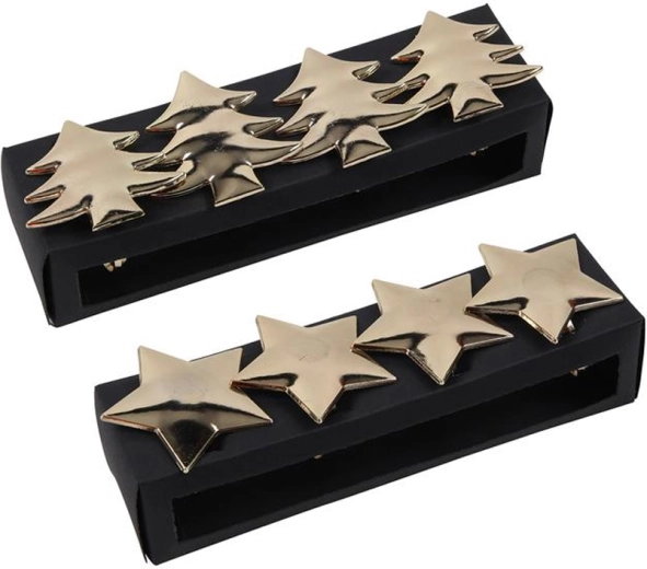 Ozdobne pierścienie na serwetki – różowy choinkowy motyw i gwiazda, zestaw 4 szt.