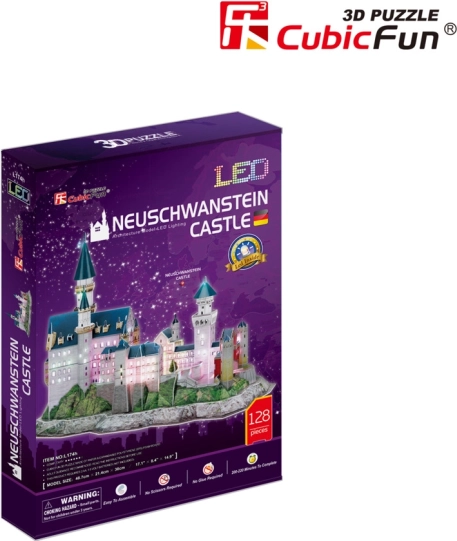 Świecące puzzle 3D zamek Neuschwanstein 128 elementów