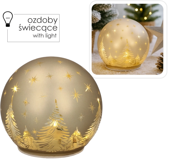 Szklana złota kula LED z efektem rozgwieżdżonego nieba 12 × 11 cm