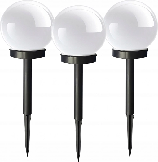 Solarne ogrodowe lampy kule do wbijania, 3 szt.