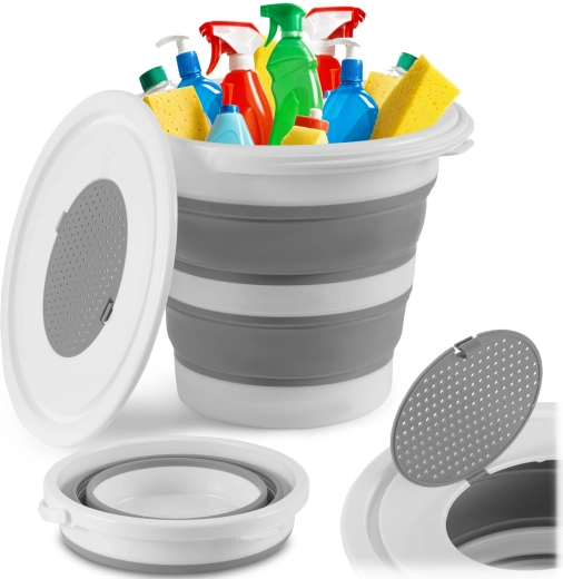 Składane silikonowe wiadro z pokrywką 10 l Massido