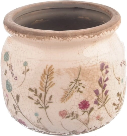 Ceramiczna osłonka na doniczkę z motywem kwiatowym 12 × 12 × 10 cm