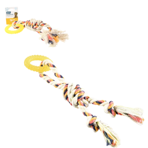 Wytrzymała zabawka dla psa – lina z kółkiem 38 cm