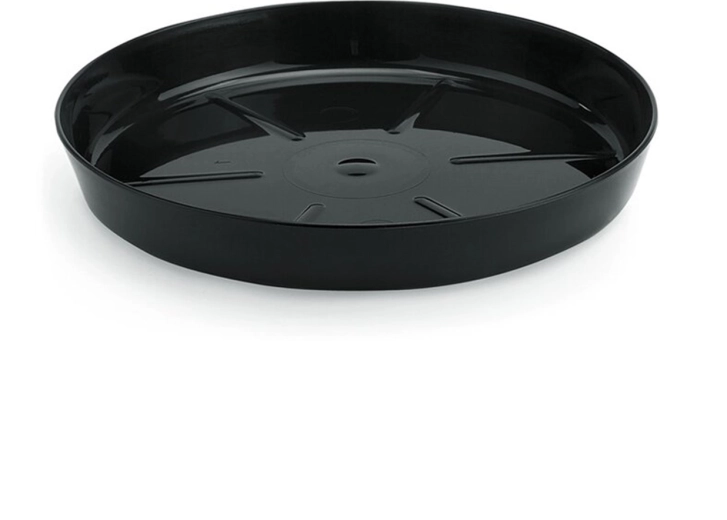 Czarny podstawek pod doniczkę 17 cm LAMELA, błyszczący polipropylen