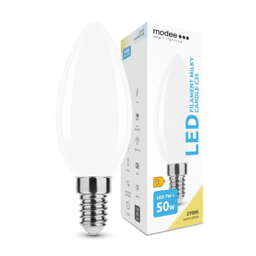 LED żarówka świeczka E14 7W ciepła biel Modee Smart Lighting Milky Candle C35