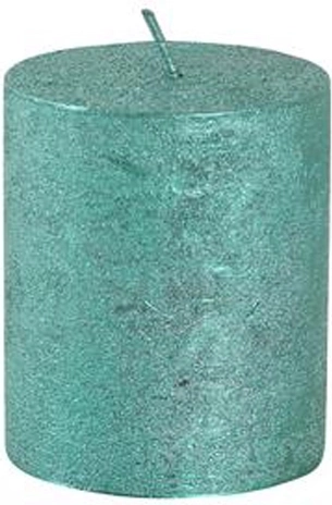 Rustykalna świeca walec 6 × 7 cm zielona Provence