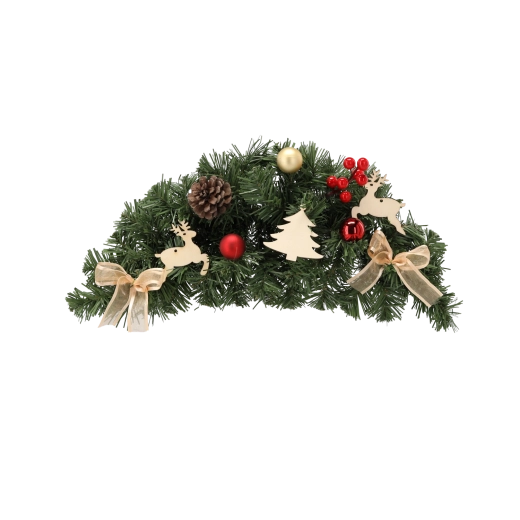 Wiszący wieniec bożonarodzeniowy 46 cm w czerwono‑złotym kolorze