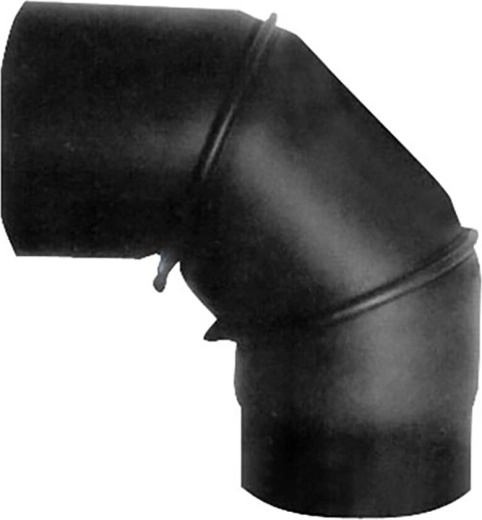 Obrotowy kolano dymowe 130 mm, 90°, stal 1,5 mm, czarne