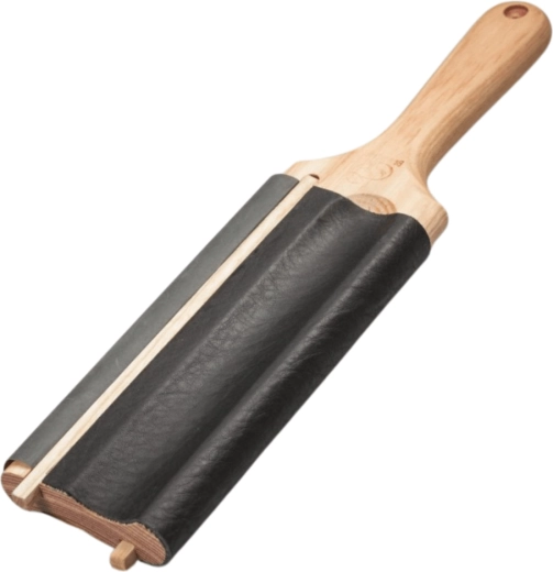 BeaverCraft dwustronny skórzany paddle strop do noży hakowych i łyżkowych z pastą polerską P01