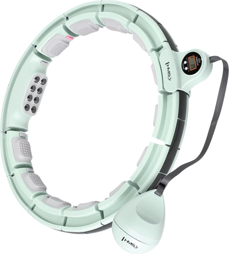 Masażowy hula hoop z obciążnikiem, magnesami i licznikiem HMS HHM13 – zielony