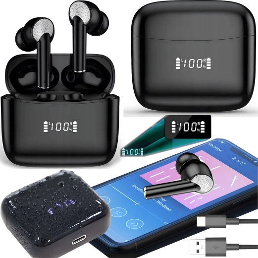 Bezprzewodowe sportowe słuchawki Bluetooth z powerbankiem i mikrofonem