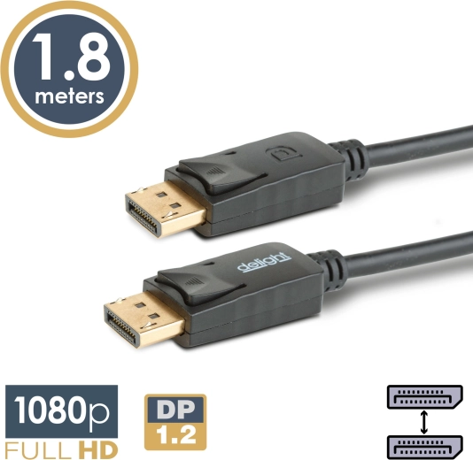 Kabel DisplayPort na DisplayPort 1.2, 1,8 m, czarny
