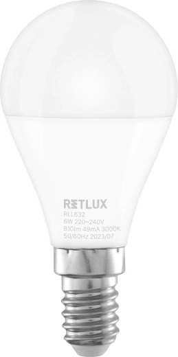 Retlux żarówka LED mini globe E14 6 W, ciepła biel