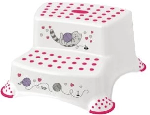Dziecięcy dwustopniowy stołek z antypoślizgiem CAT, biały 40,5 × 37 × 21 cm