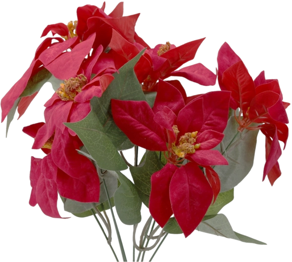 Syntetyczna gałązka z bukietem gwiazd betlejemskich 42 cm – czerwona