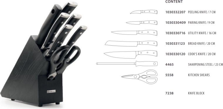 Wüsthof Classic Ikon zestaw noży w bloku, 7‑częściowy, czarny jesion