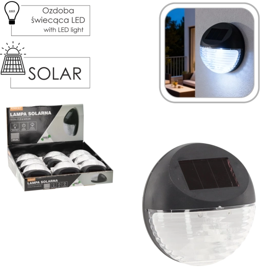 Solarna lampa ścienna 11,3 × 11,3 × 4,5 cm
